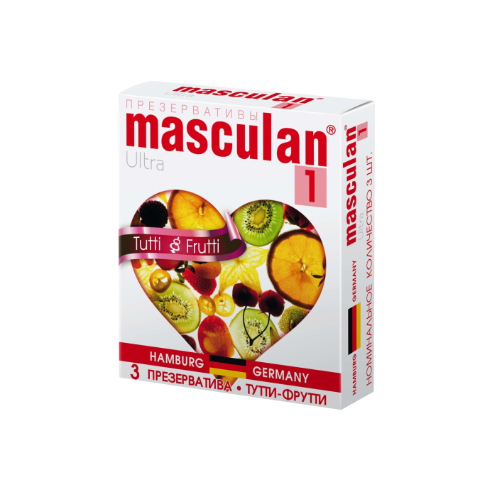 Презервативы "Masculan Tutti&Frutti" желтые, ароматизированные, 3шт 